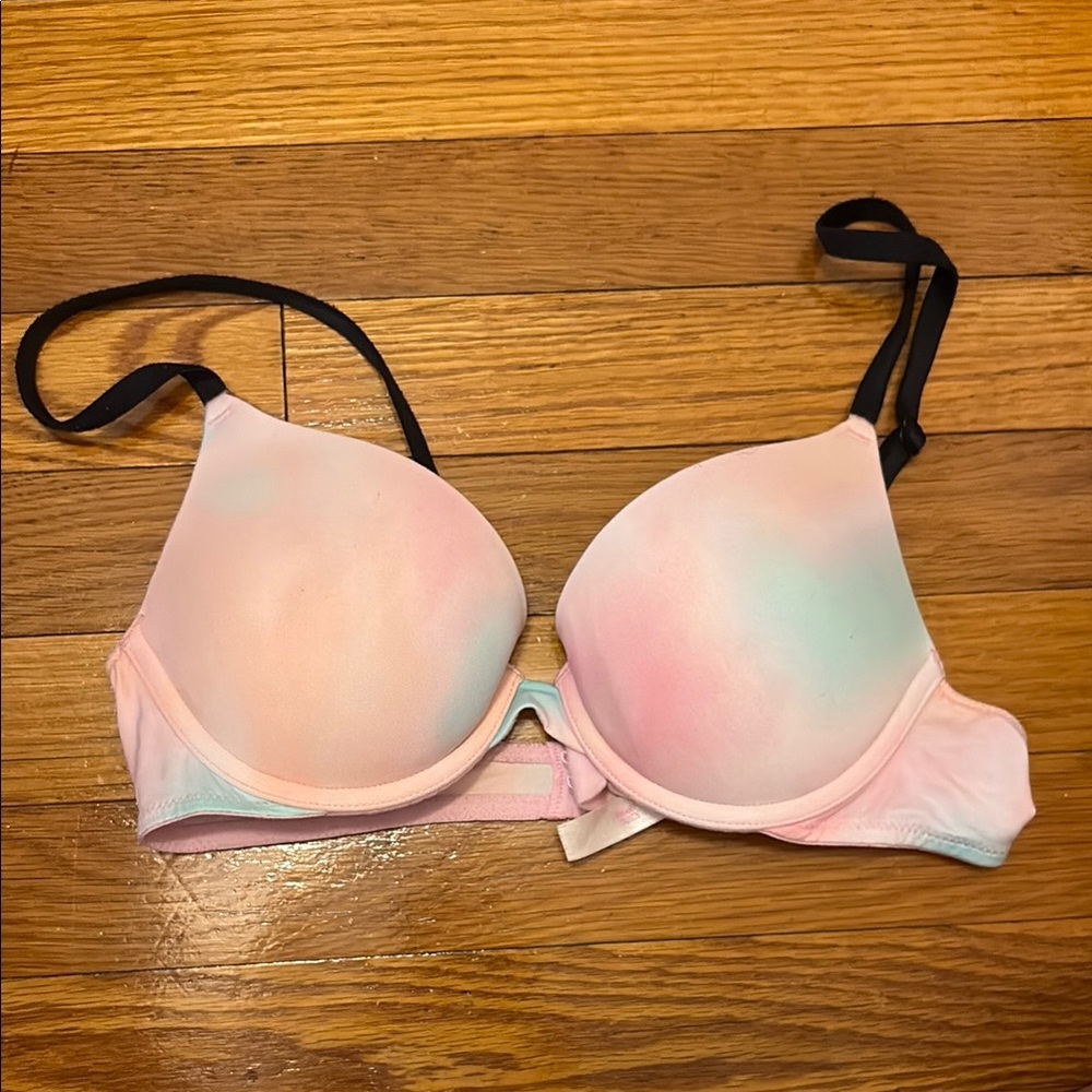 PINK Victoria's Secret Pink and Blue Push-Up Bra